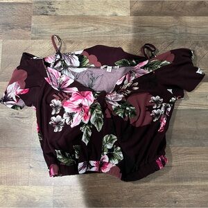 Express burgundy, and Pink Ruched Tie Front Blouse